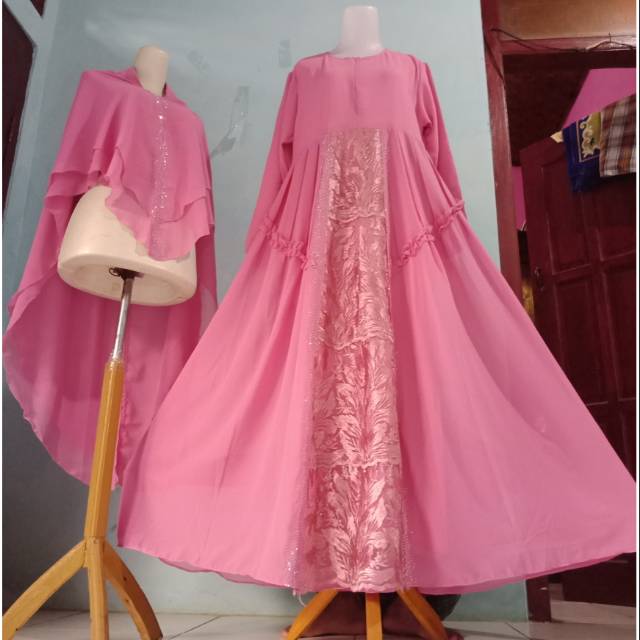 GAMIS SYAR'I SET HIJAB PRINCES SERUTY BEBYDOL ORI MIX BRUKAT