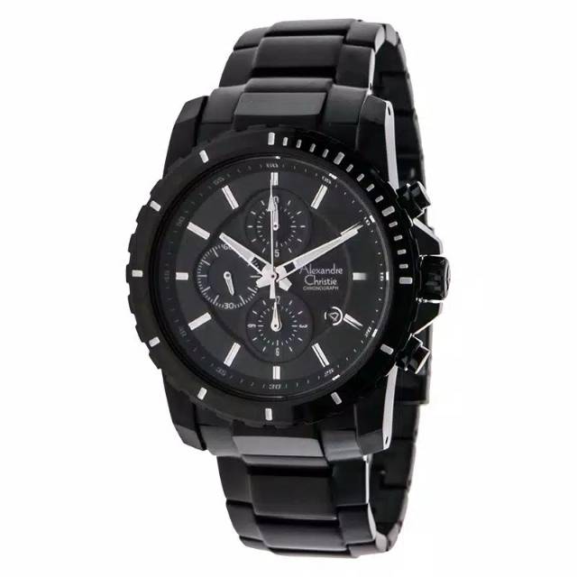 Jam Tangan Alexandre Christie AC 6141 MC Rantai Black Pria / Cowok Original