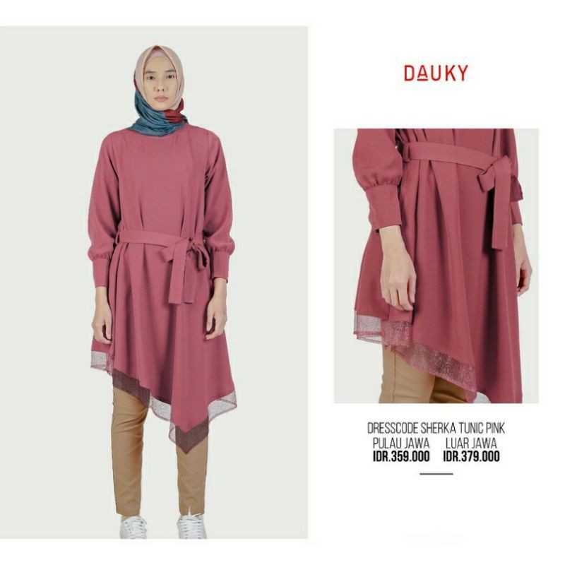 DAUKY ATASAN TUNIK POLOS BRUKAT BAGIAN BAWAH NEW ARRIVAL - DRESSCODE SHERKA TUNIC