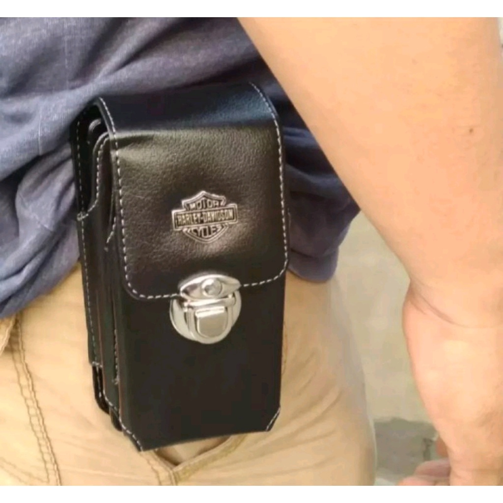 DOMPET HP PINGGANG 2 SLOT 6'5 INCHI HITAM // SARUNG HP PINGGANG 2 RUANG