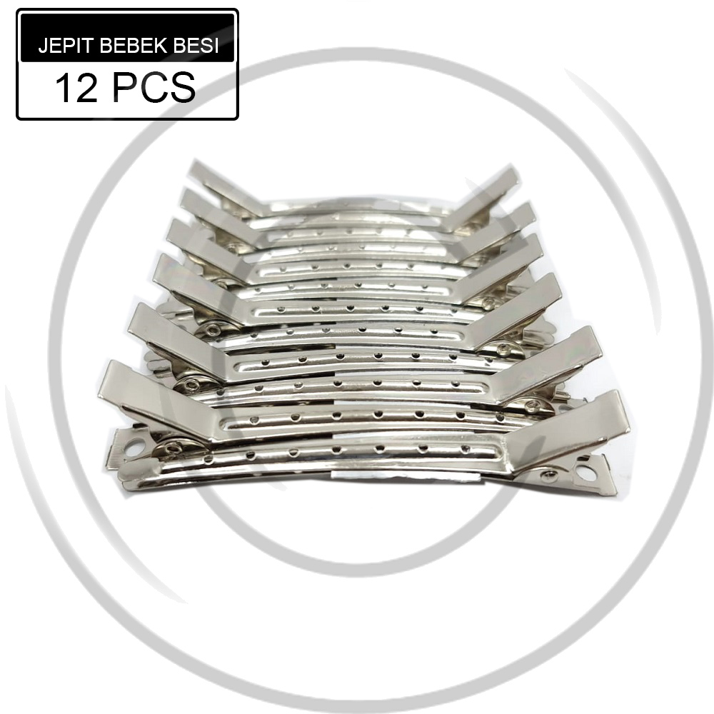 Jepitan Rambut Bebek Besi (Stainless) (Chrome) Isi 12 Pcs