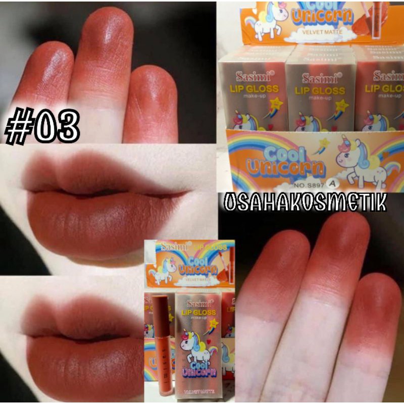 PER PAK ISI 3PCS LIP GLOSS MATTE  THAILAND SASIMI VELVET MATTE UNICORN | RABBIT NO.S896 B | S897 A