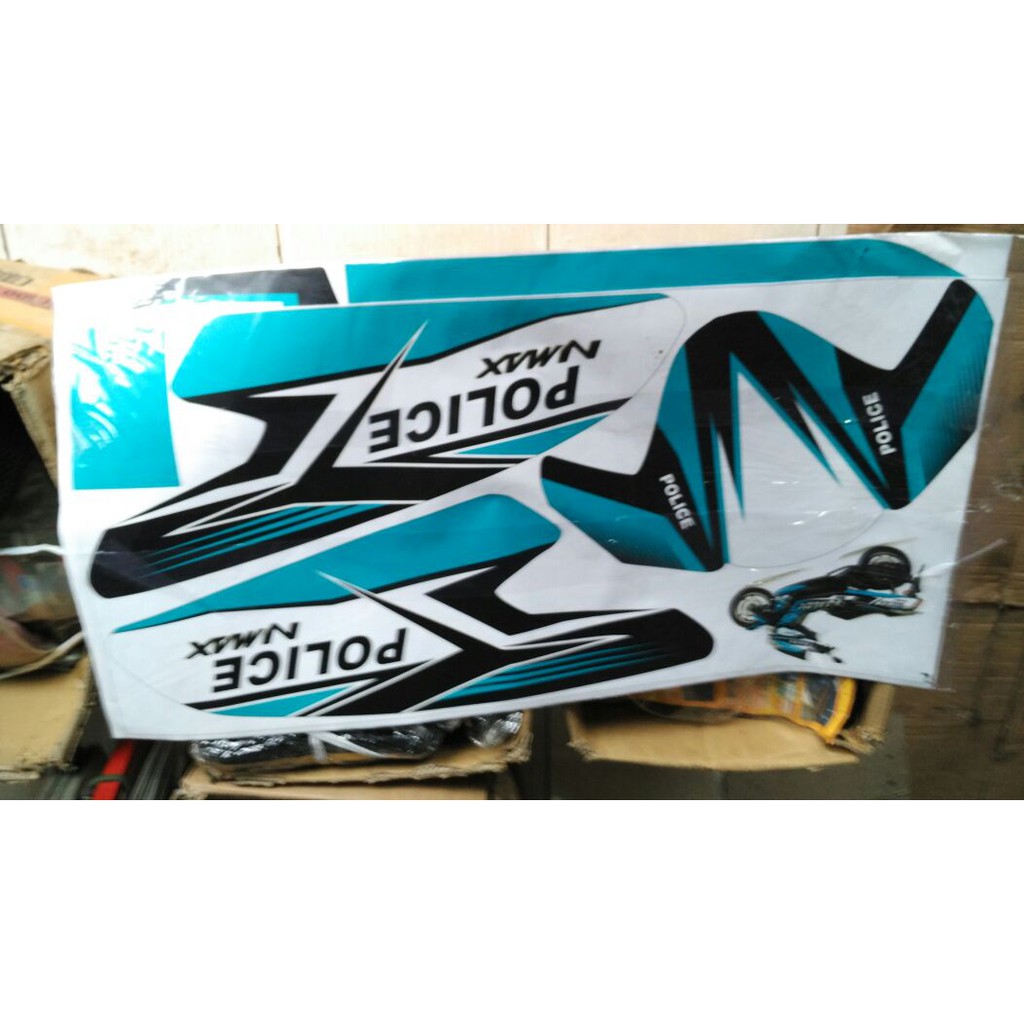 STIKER VARIASI NMAX POLICE BIRU DONGKER HITAM