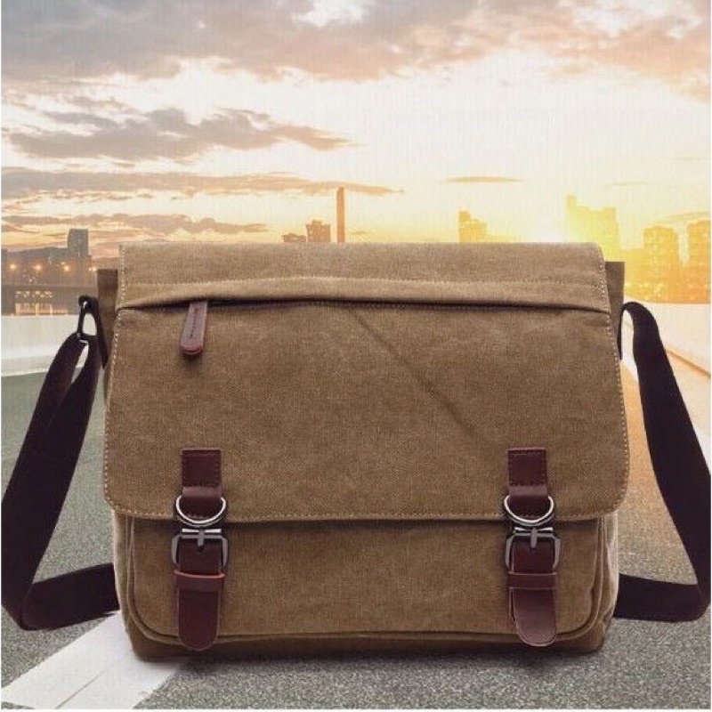 Tas Selempang Laptop Kanvas Zou Lun Duo 8645.M - Import - Sekolah - Kuliah - Kerja