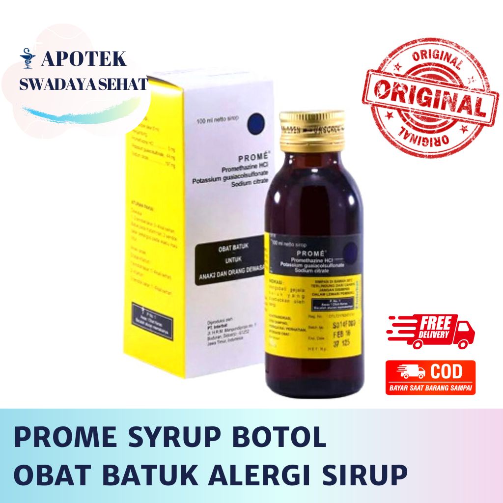 PROME SYRUP 100 ML - Obat Batuk 60 ML Karena Alergi Bronkitis Pertusis SIrup Botol