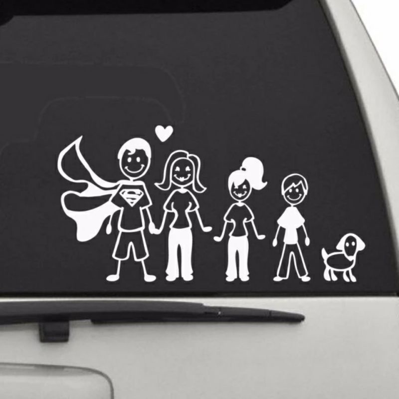 STIKER MOBIL HAPPY FAMILY LUCU / Stiker Keluarga Warna-Warni Stiker Motor Kaligrafi Stiker Body Kaca