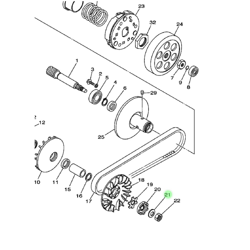 RING PULLY PULI DEPAN KIPAS RUMAH ROLLER LUAR CVT MIO LAMA SPORTY SMILE SOUL FINO KARBU ORIGINAL YGP 90208-12050