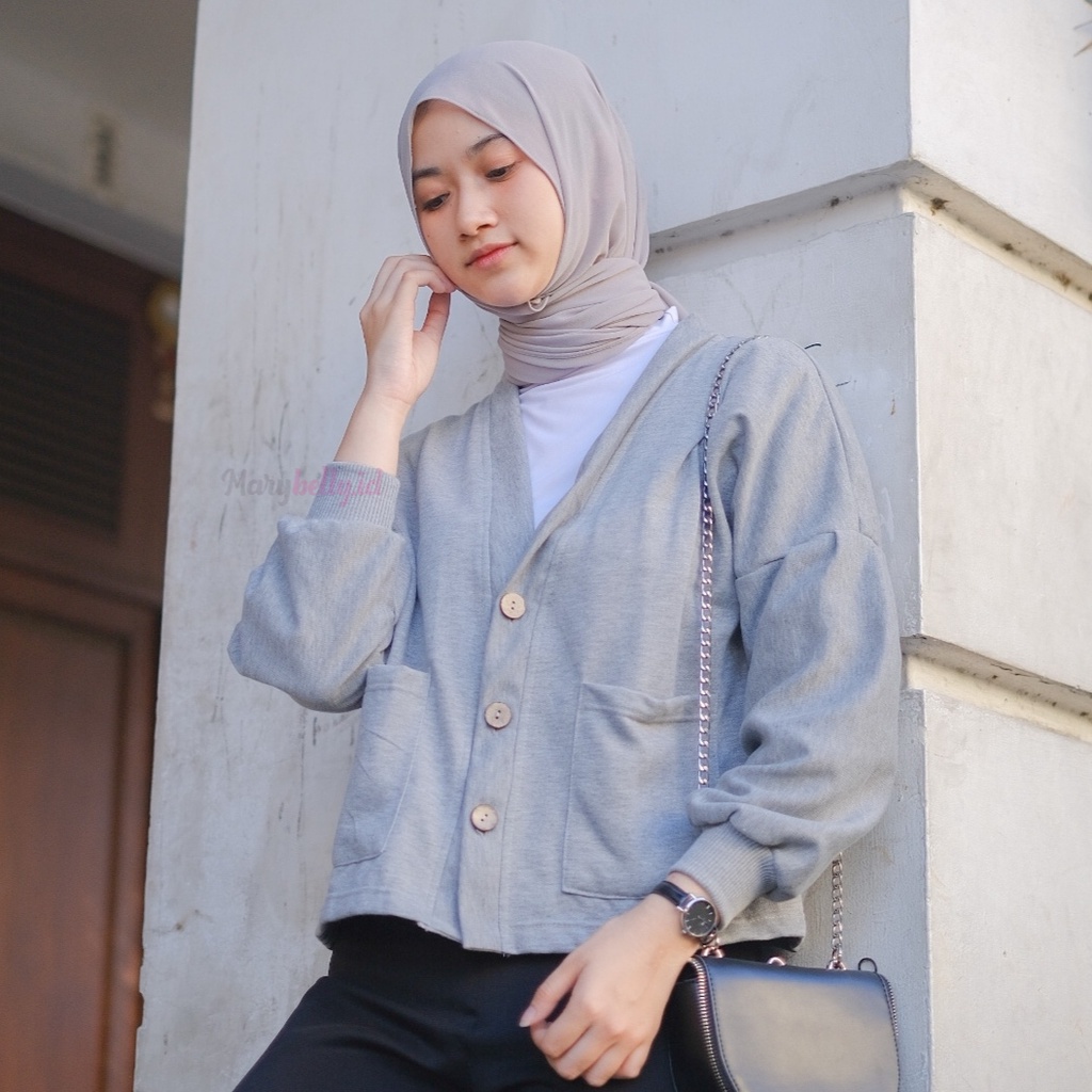 Sweater wanita model kardigan outer Lengan Puffy Pakaian wanita Casual korea-1