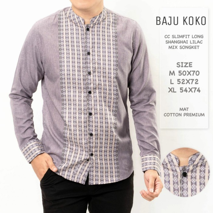Koko Pria Dewasa Kurta Katun Baju Muslim Atasan Cowok Busana Ramadan Pilihan V3L4 BAJU KOKO SLIM FIT
