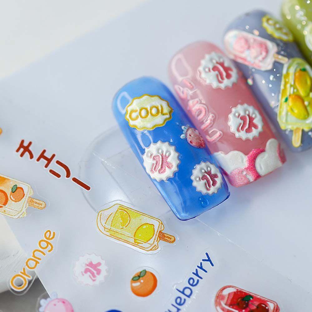 [Elegan] Kartun Stiker Kuku Fashion Es Krim Perekat Diri Buah Buahan Nail Art Dekorasi