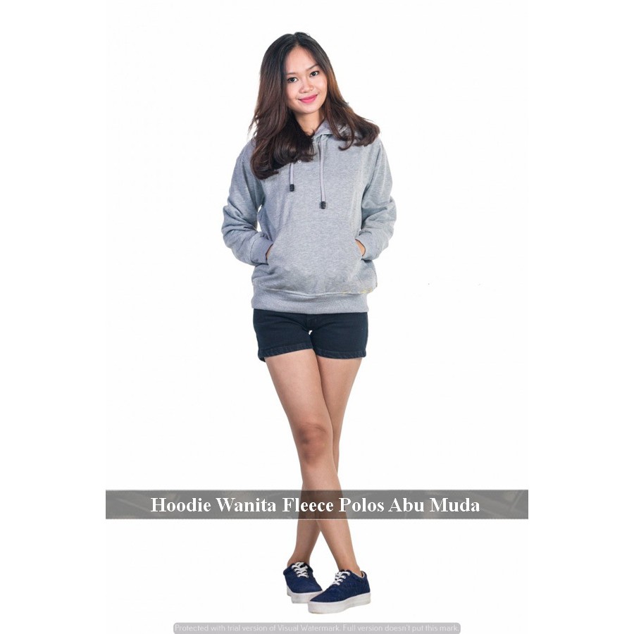 Sweater Cewek Keren | Baju Wanita Murah | Hoodie Polos Abu Muda