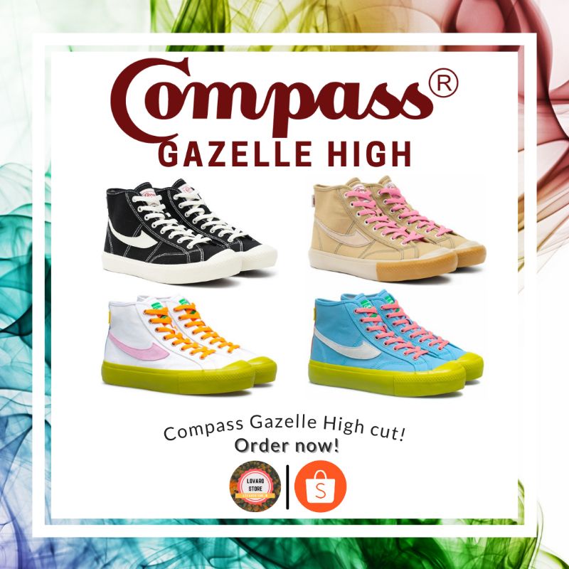 Compass Gazelle High BW Black White / Pink Frost / Matcha White / Matcha Blue