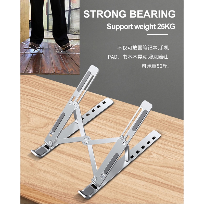 Dudukan Komputer/Braket Penambah Desktop Paduan Aluminium Laptop Pembuangan Panas Folding Stand Holder Laptop