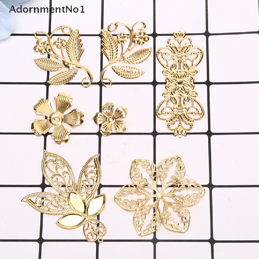 [AdornmentNo1] 50Pcs Vintage Metal Leaf Filigree Flower Slice Charms DIY Craft Jewelry Making [new]