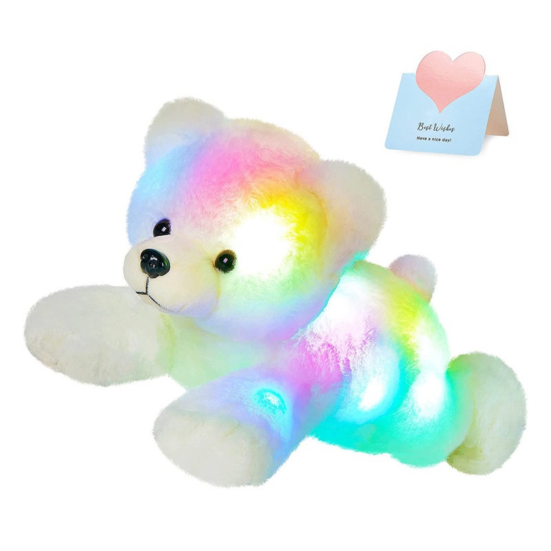 Mary 37cm Plush Polar Bear LED Untuk Boneka Mainan Untuk w/Musik Opsional &amp; Warna Warni Cahaya Dekorasi Kamar Anak Kelahiran Bayi