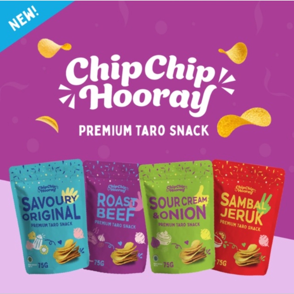 CHIP CHIP HOORAY 75g Premium Taro Snack - Keripik Talas - Cemilan Diet Sehat