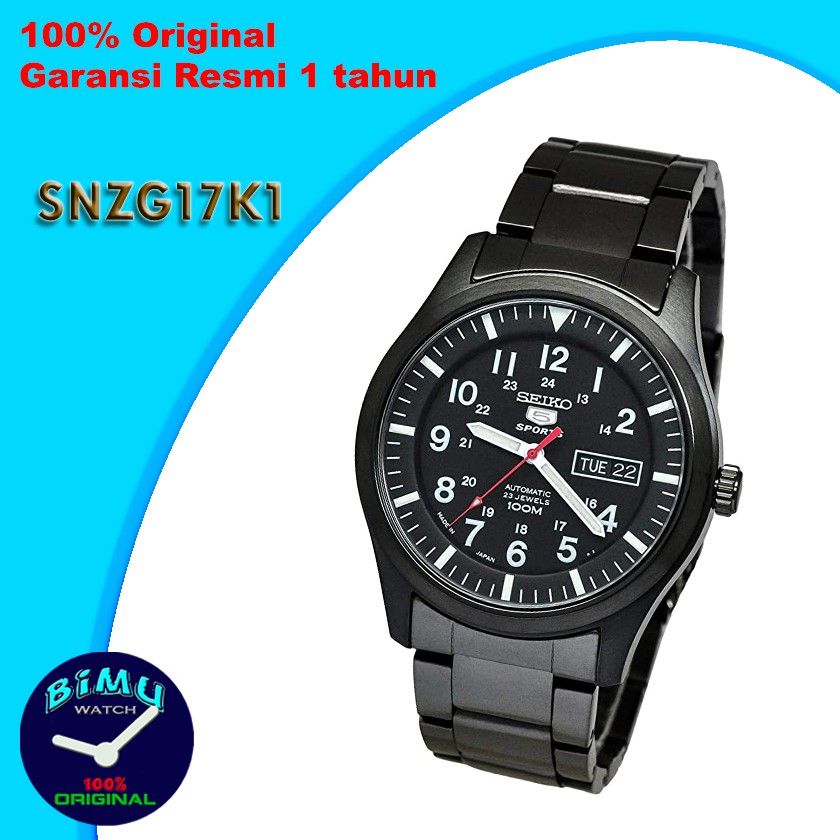 Seiko 5 Sports SNZG17K1 Automatic Full Black - Jam Pria SNZG17