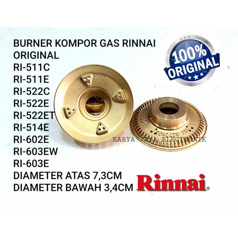 Burner kuningan Kompor Gas Rinnai ORiginal RI-511 | RI-522|RI-602|RI-603