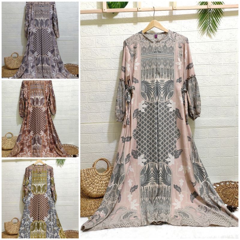 Gamis maxmara luxury motif terbaru / Gamis lebaran kondangan  /  Dress maxmara muslim