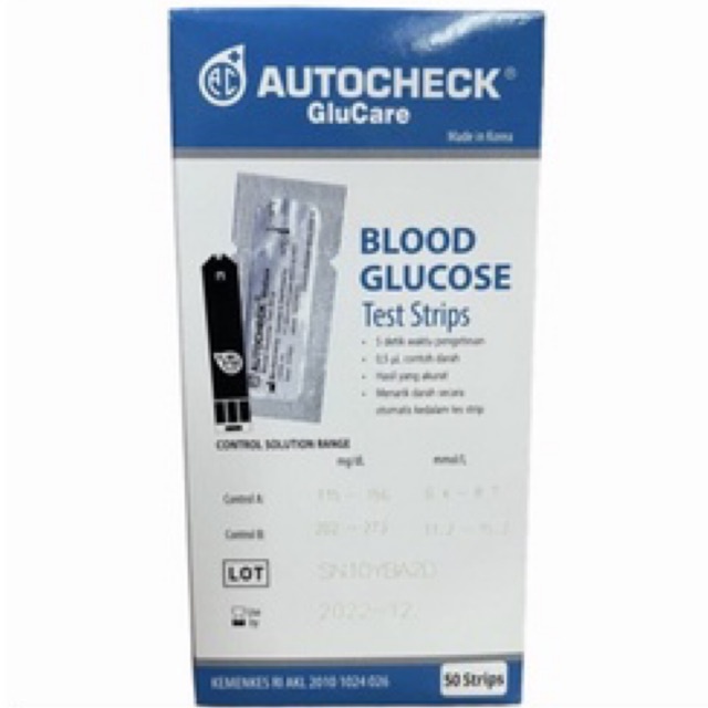 Strip Autocheck Glucare Glucose / Strip Autocheck Gula Darah Isi 50 Strip