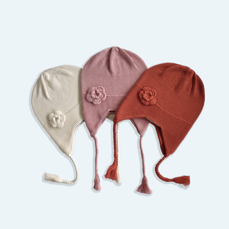 Little Bubba Bamboo Knit Hat Flower Topi Anak Bayi Balita Toddler Rajut Bambu Halus Lucu Caps
