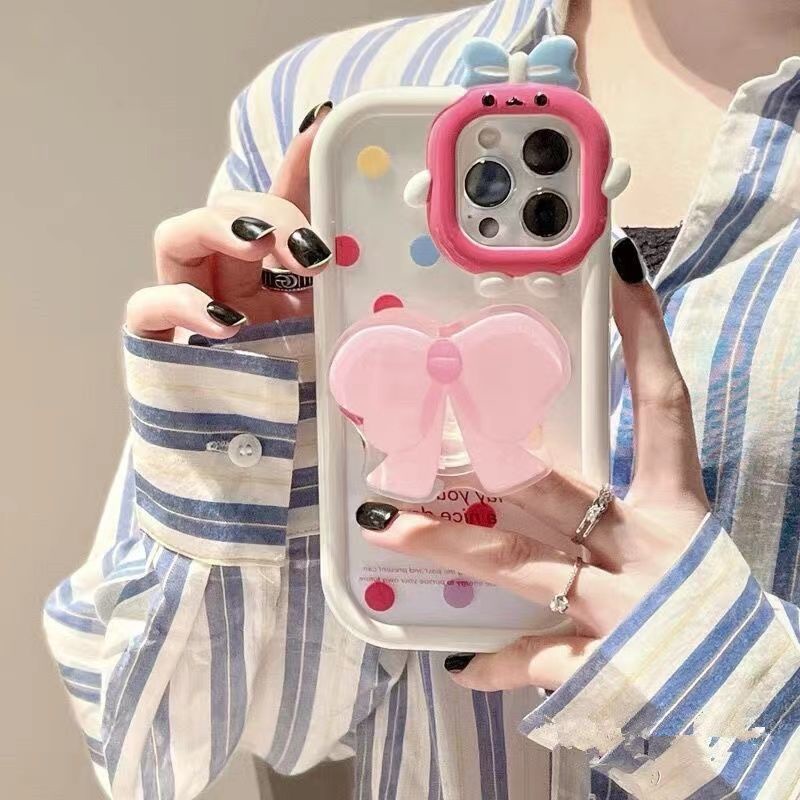 Case Hp Wanita Motif Polkadot Aksen Pita Untuk iPhone 13 / 12pro max / 11 / xs / xr hhqd