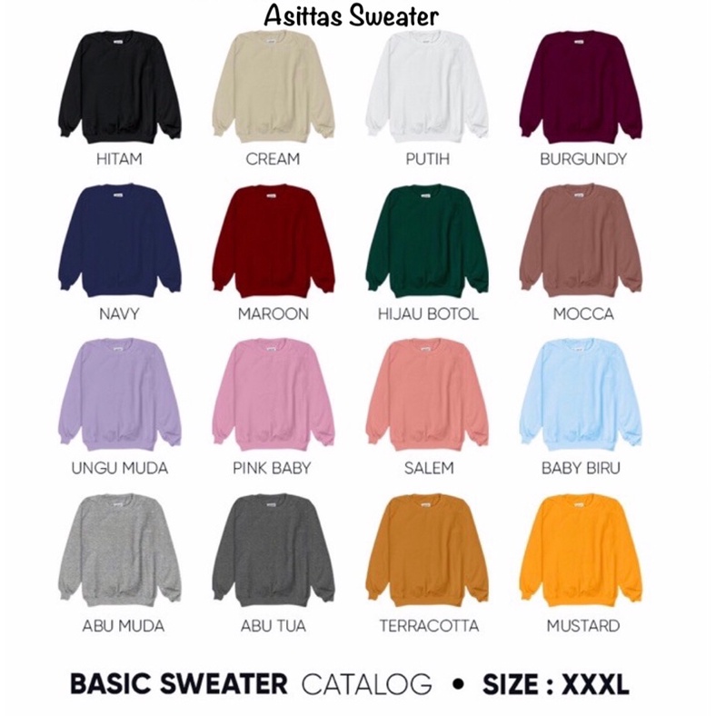 Basic Sweater Polos Crewneck Pria Wanita (Unisex)