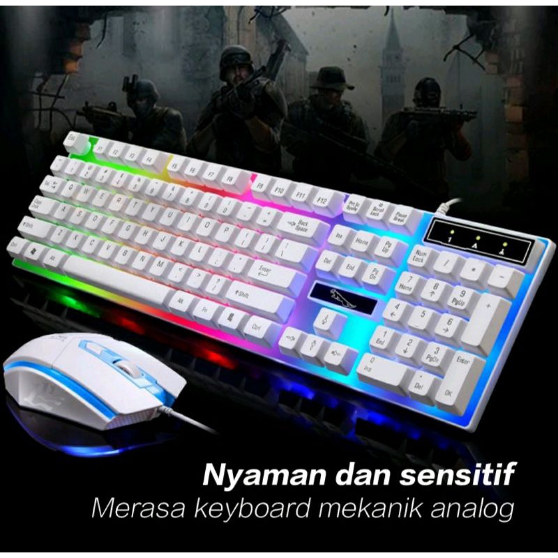 PAKET KEYBOARD DAN MOUSE GAMING DILENGKAPI LAMPU RGB KEREN