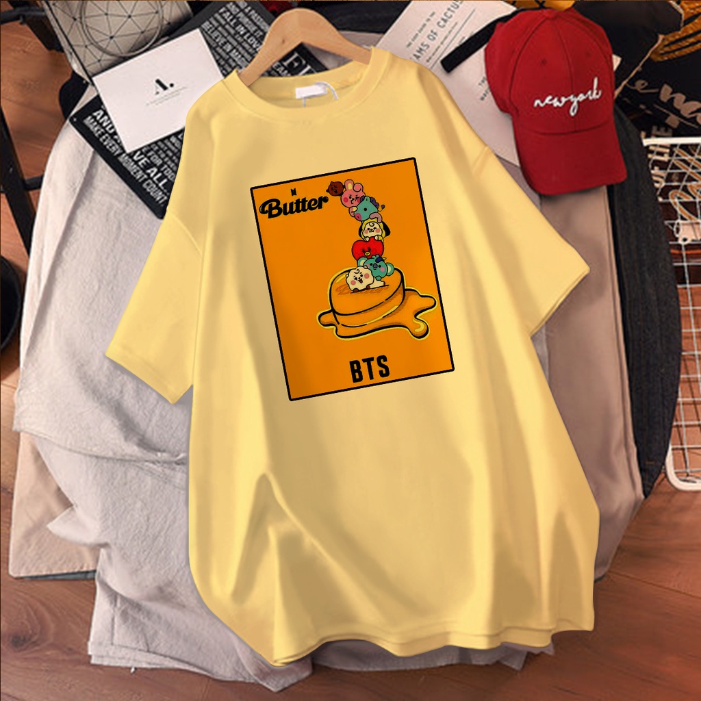 CALVIERO SHOP - BAJU KAOS WANITA DEWASA PRINT CASUAL BT21 BUTTER