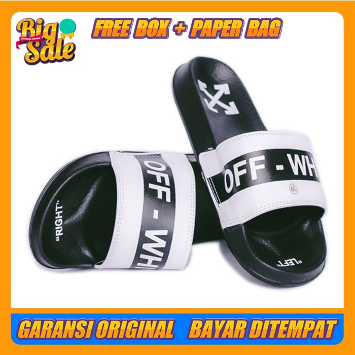 SANDAL PRIA SANDAL SLOP FLIP FLOP PRIA SANDAL COWO IMPORT PREMIUM OFFWHITE HITAM PUTIH HITAM PUTIH