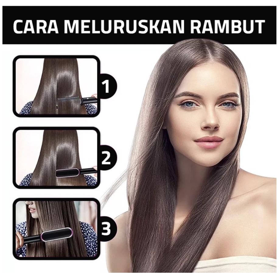 Catokan Sisir Pelurus Rambut Elektrik - Hair Straightener Curler 2 in 1