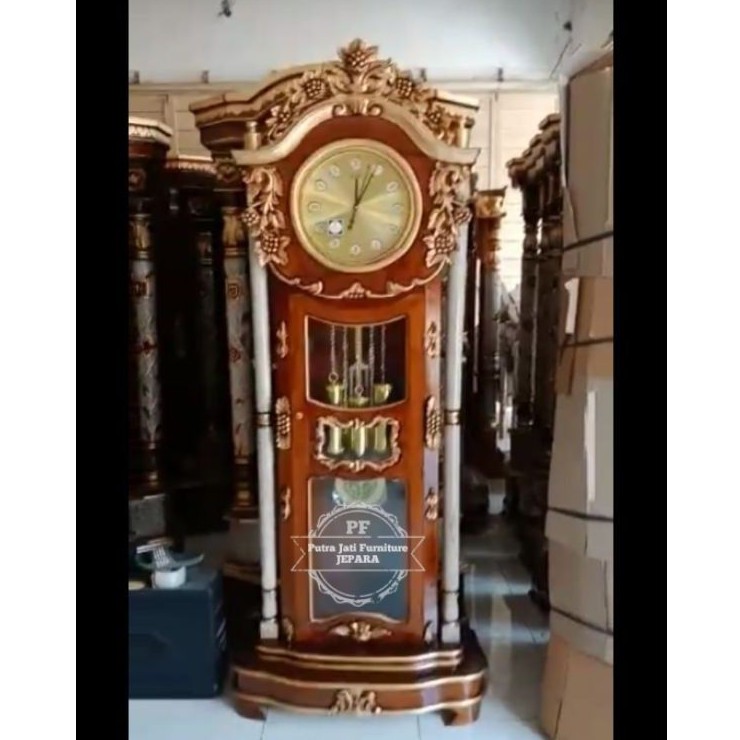 Jam Masjid hias pajangan kayu jati ukir Jepara
