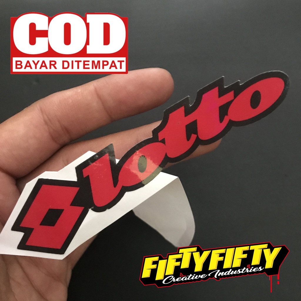 Stiker Print Cut LOTTO MERAH Stiker Printing Laminasi Glossy Stiker Motor Mobil Helm Sudah Membentuk Pola Desain