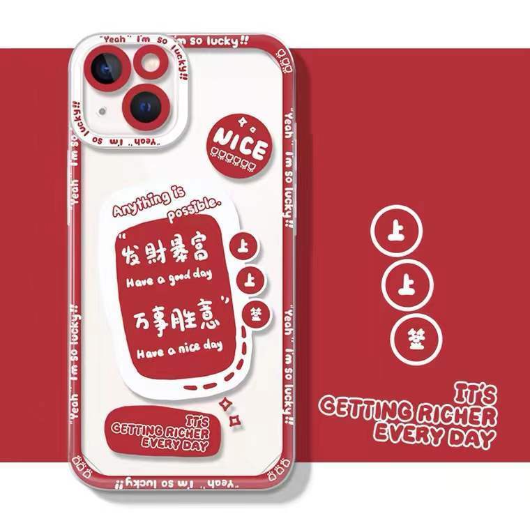 Soft Case Transparan Warna Merah Untuk Iphone 14 13 Pro Max 12 11 XS XR X 8 7 6 6s Plus