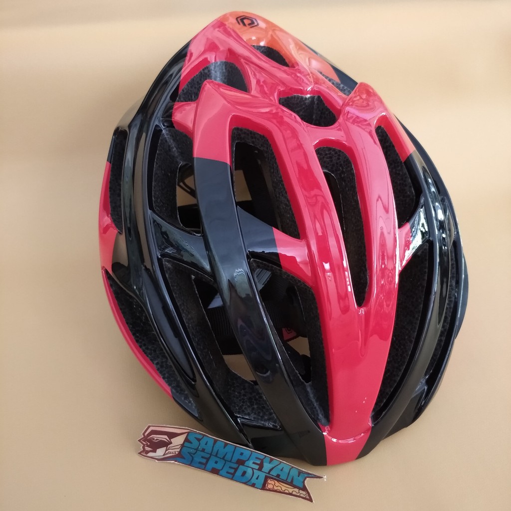 Helm MTB Polygon RUSTLE  glossy warna grey red atau abu merah