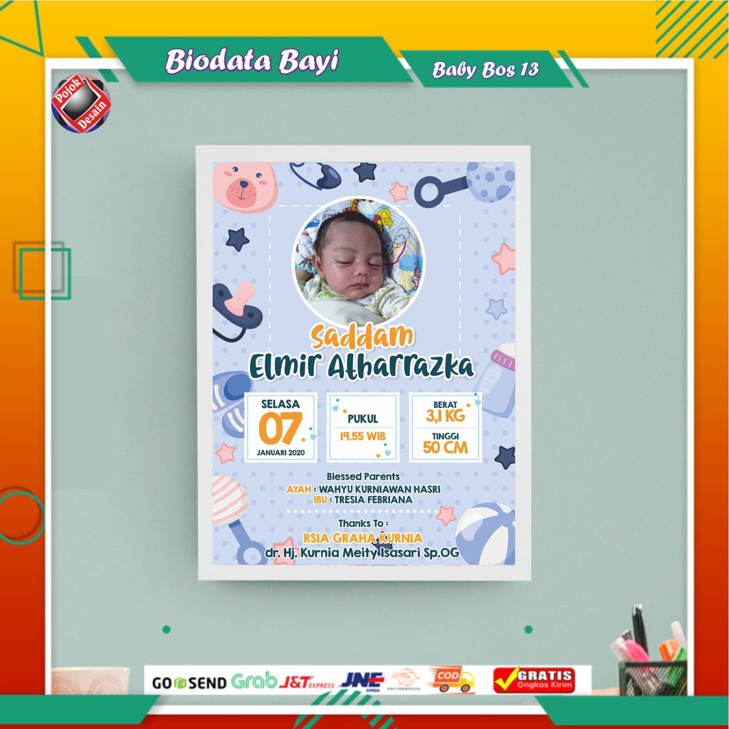 Jual Hiasan Dinding Foto Biodata Bayi / Biodata Bayi Cetak Bingkai ...