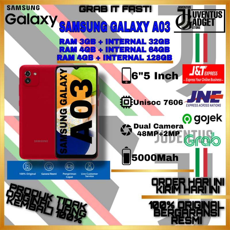 SAMSUNG GALAXY A03 ( 3/32GB, 4/64GB, & 4/128GB  ) GARANSI RESMI SEIN SAMSUNG 100% ORIGINAL GARANSI SAMSUNG