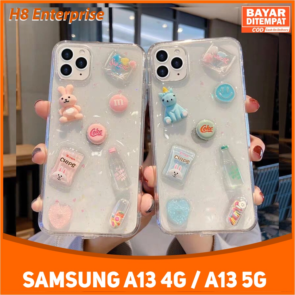 case Samsung A13 4G 5G Softcase liquid Design Unicorn 3D transparan