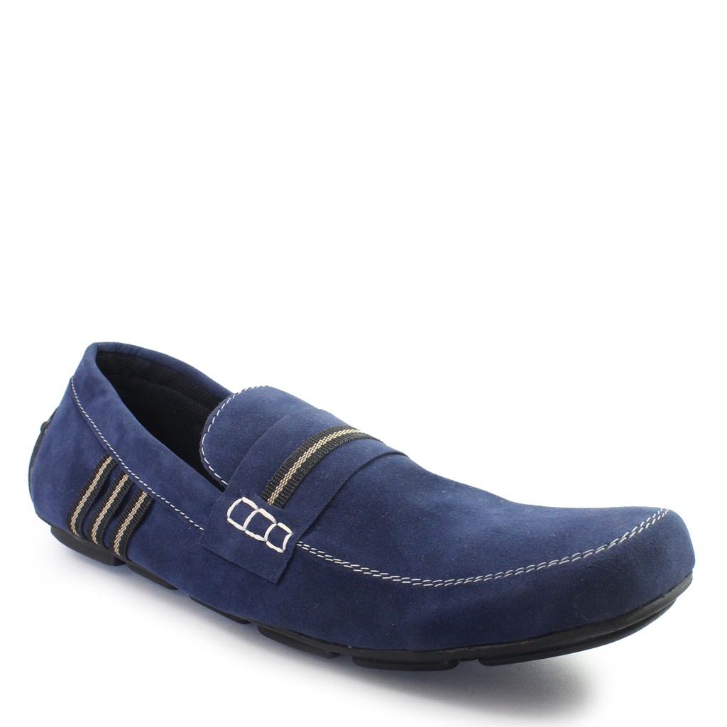 BIG SALE!! Sepatu Slop Pria Adidas UNO Moccasin Suede Navy Kasual Slip On Gaya Pria Slop Cowo Murah