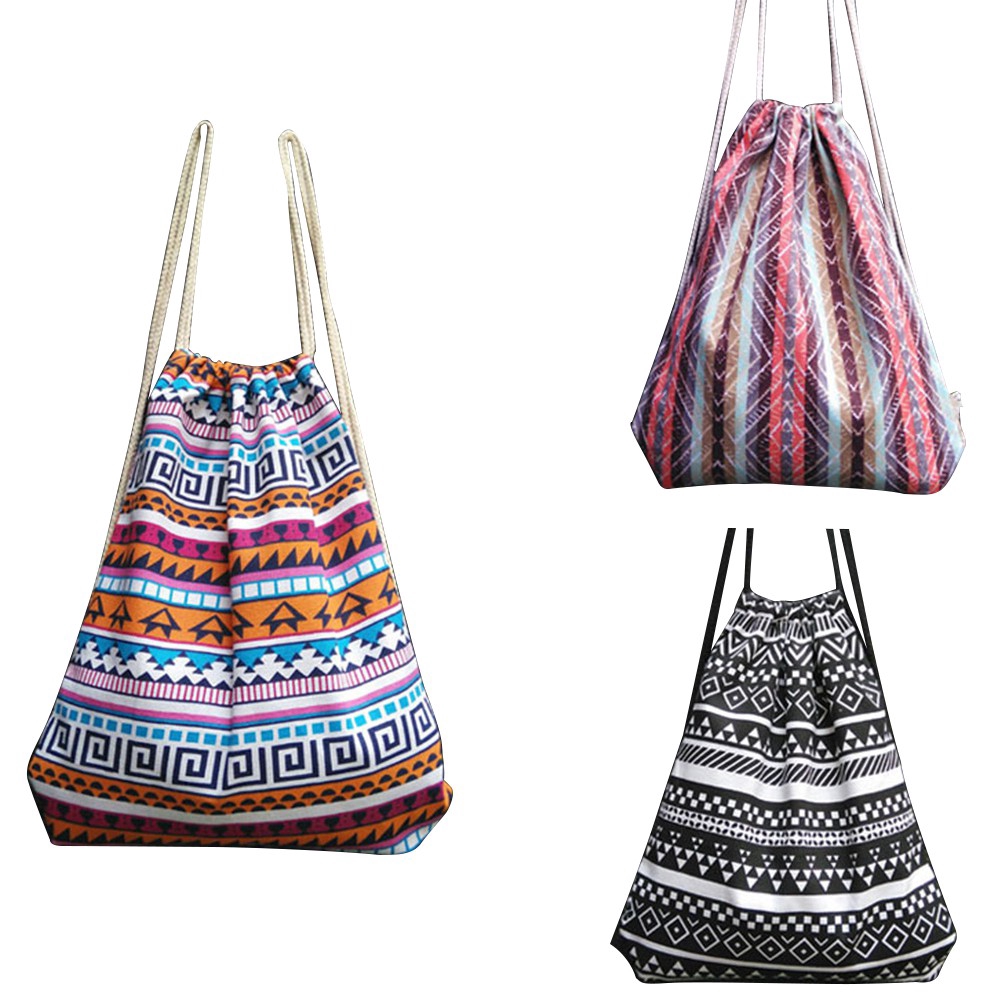 Fashion Wanita Tas  Ransel Serut  Boho Gypsy Hippie Motif 