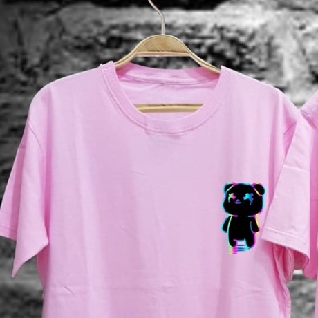 Kaos Tshirt Pria Terbaru Boneka Pelangi Warna Pink Baby Distro Lengan Pendek Motif Sablon Bergambar Keren