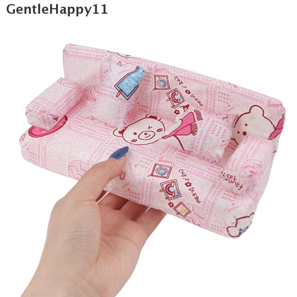 Gentlehappy Mainan Miniatur sofa Motif Bunga + 2 Bantal Untuk Aksesoris Rumah Boneka