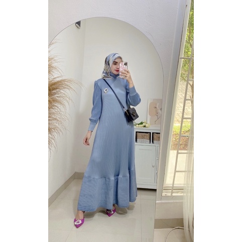 Mermaid pleats dress / longdress plisket resleting depan / dress busui / dress ibu menyusui