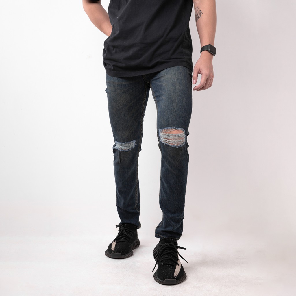 Celana Ripped Jeans Pria / Celana Jeans Sobek Bahan Stretch Denim - (UJ-20)