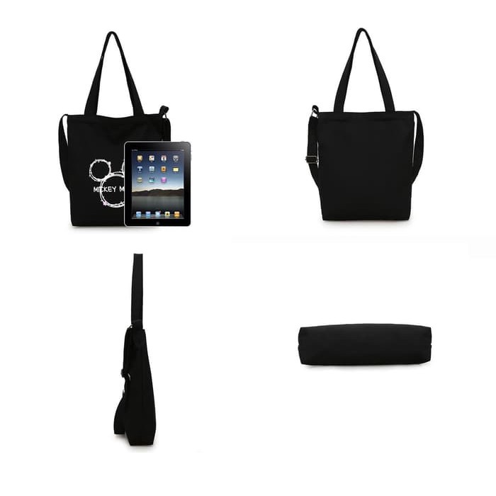 Terlaris TC33 Tas MM Canvas Tote Shoulder Sling Wanita - Putih Elegan