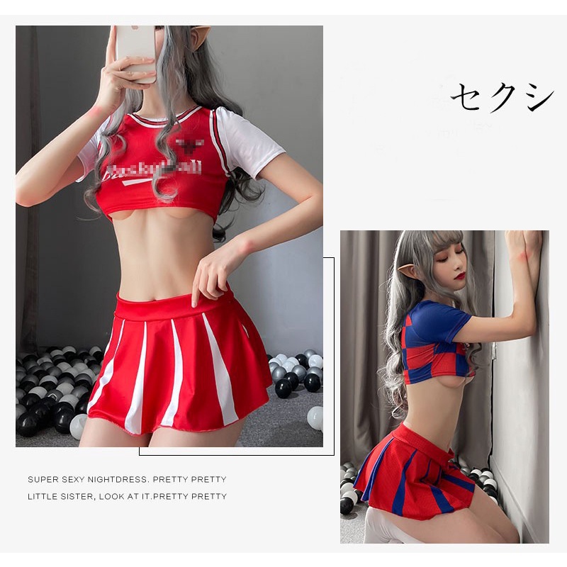 Lingerie Wanita Set Seragam Pemandu Sorak Sepak Bola Sexy Seragam Cosplay Print Motif A557-A