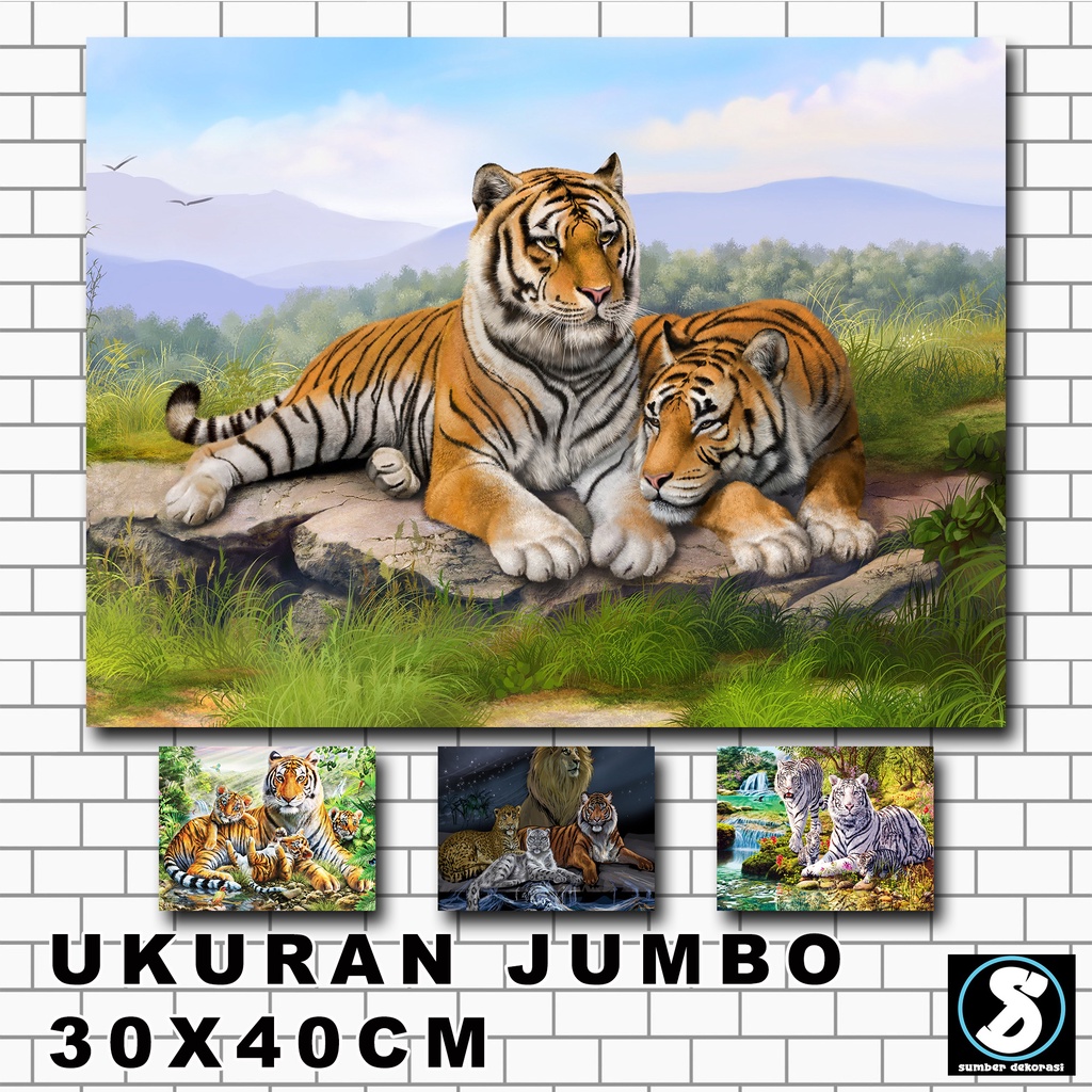 hiasan dinding harimau figura kayu besar