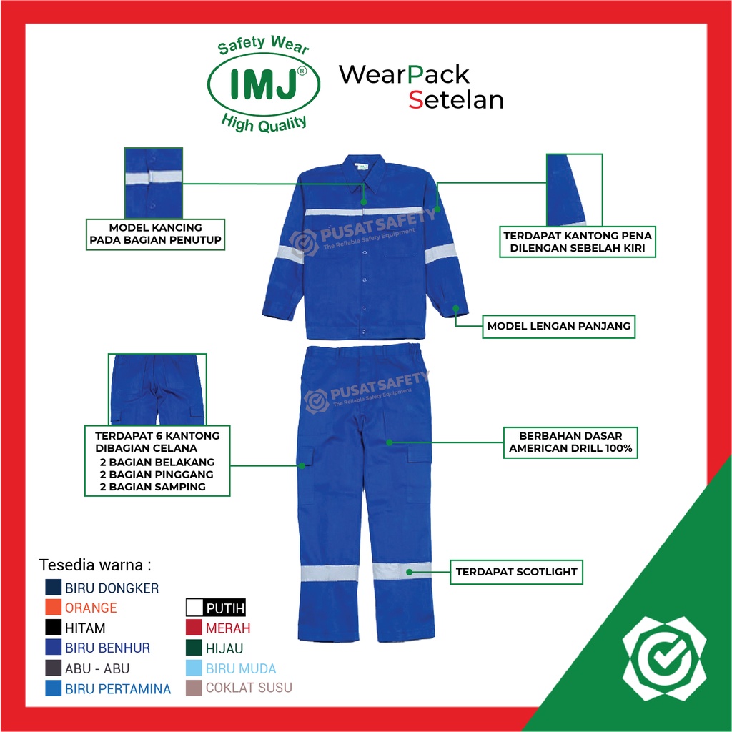 Wearpack Setelan Safety Baju Celana Proyek IMJ Jumbo 3XL-6XL