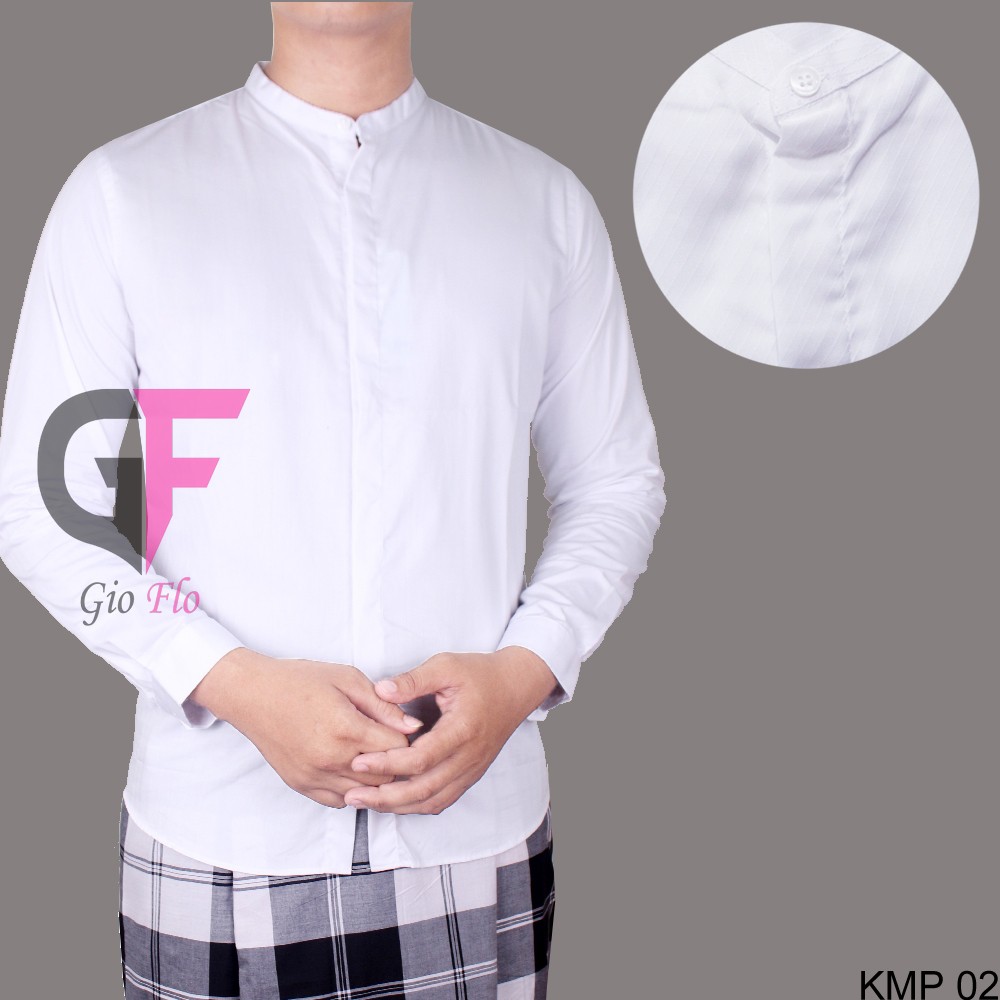 GIOFLO Baju Etnik Muslim Kemeja Krah Koko Shanghai Katun