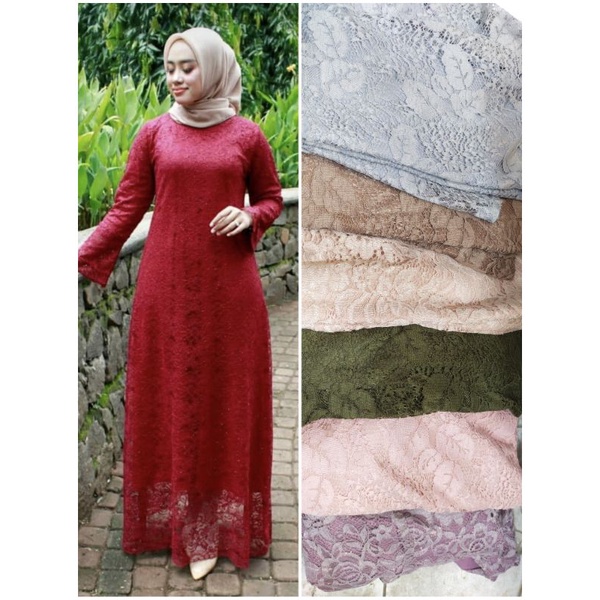 COD gamis maxi brokat premium termurah / gamis brokat pesta / Gamis brokat jumbo